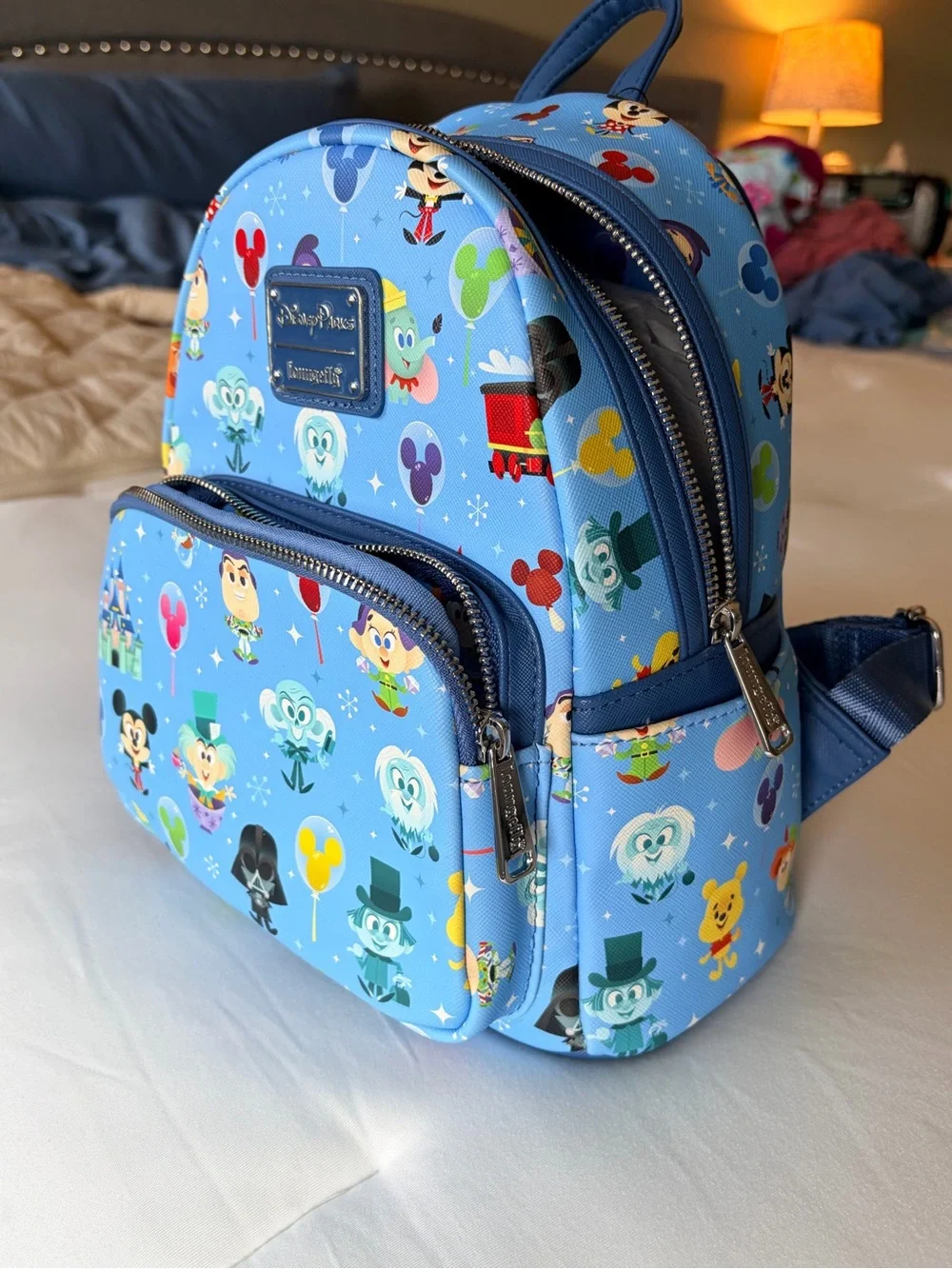 Loungefly Disney Parks Chibi Icons Characters & Attractions Mini Backpack Blue
